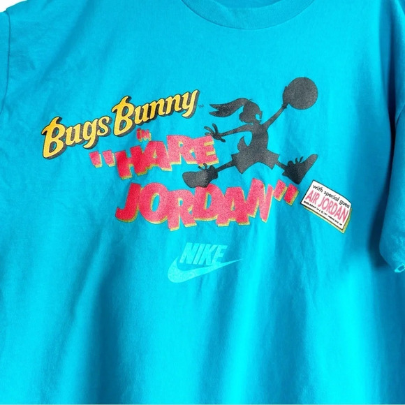 Vintage Michael Jordan T Shirt Looney Toons Bugs Bunny Single Stitch Size XL - Picture 2 of 10